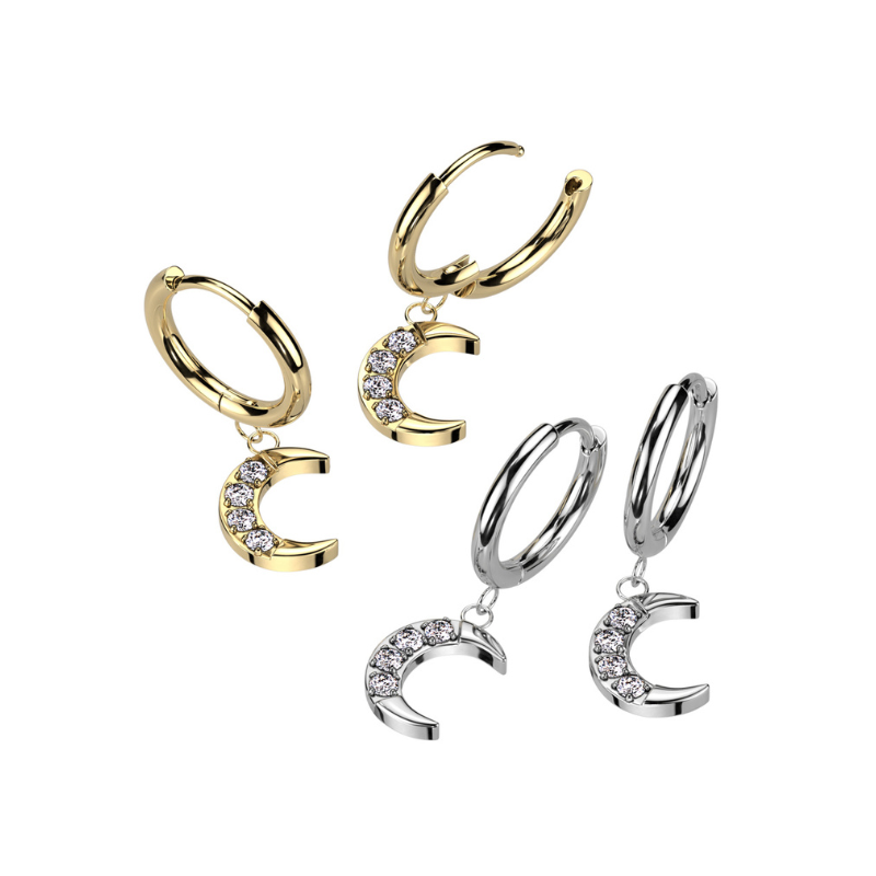 Anneau de piercing clicker avec charms lune