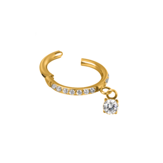 Piercing titane doré avec pendentif brillant