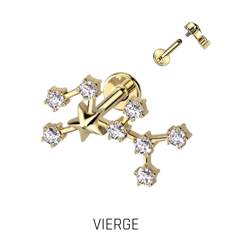 Piercing Zodiaque en Acier Chirurgical Doré – Signe Astrologique