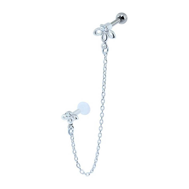 Boucle d'oreille chaîne 2 trous
