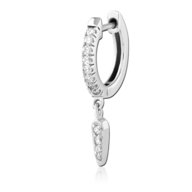 Boucle d'oreille anndeau clicker brillants avec charms intégré