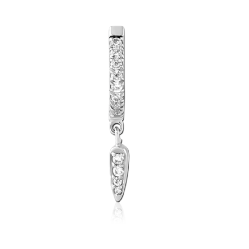 Boucle d'oreille anndeau clicker brillants avec charms intégré