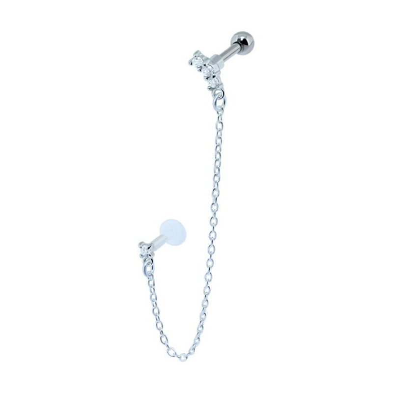 Boucle d'oreille chaîne 2 trous