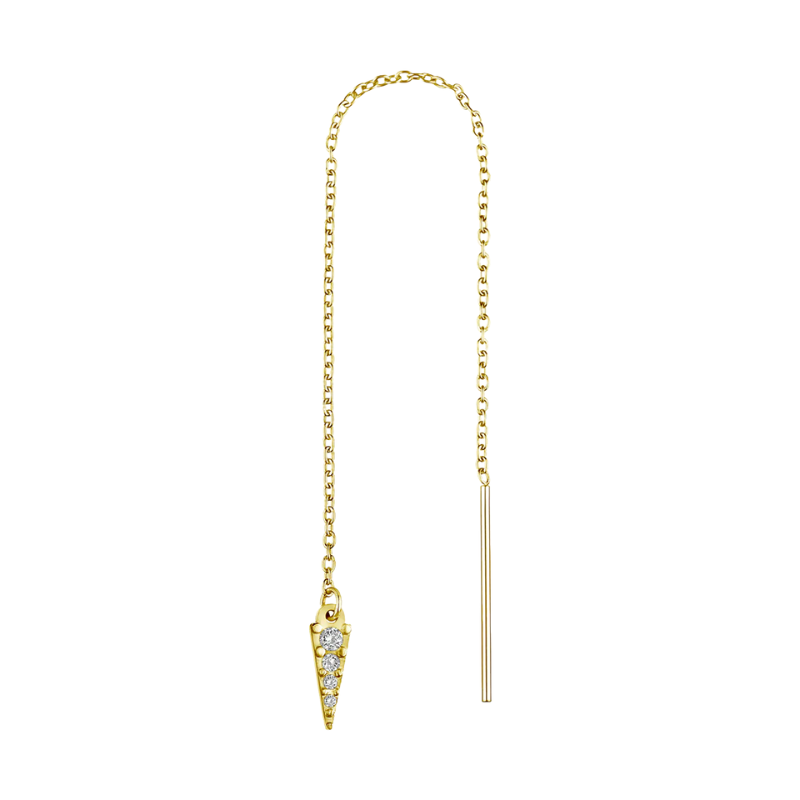 Boucle d’oreille chaîne pendante triangle zirconium – Acier chirurgical doré