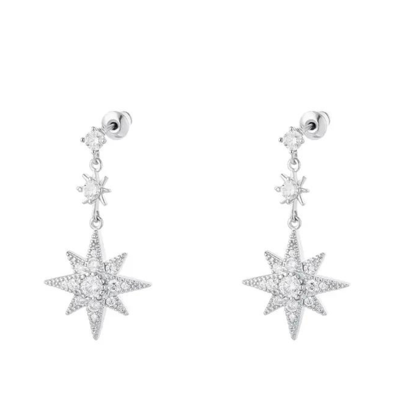 Boucles d'oreille Silvanna pendentifs étoiles brillantes