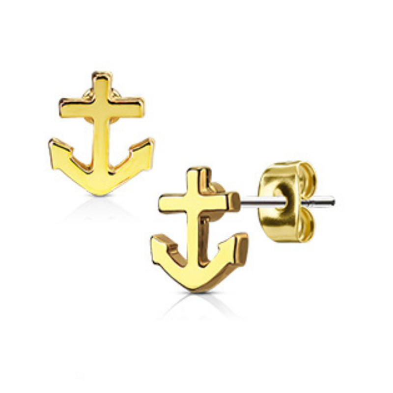 Boucle d'oreille hydra en acier chirurgical doré