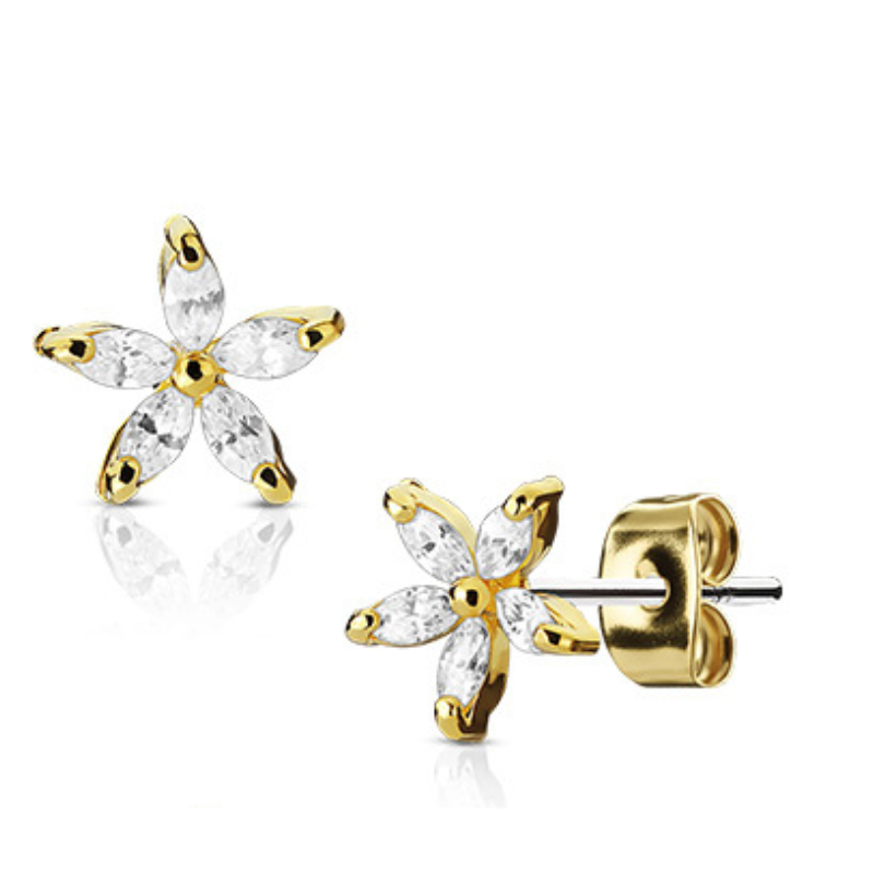 Boucle d'oreille kea en acier chirurgical doré