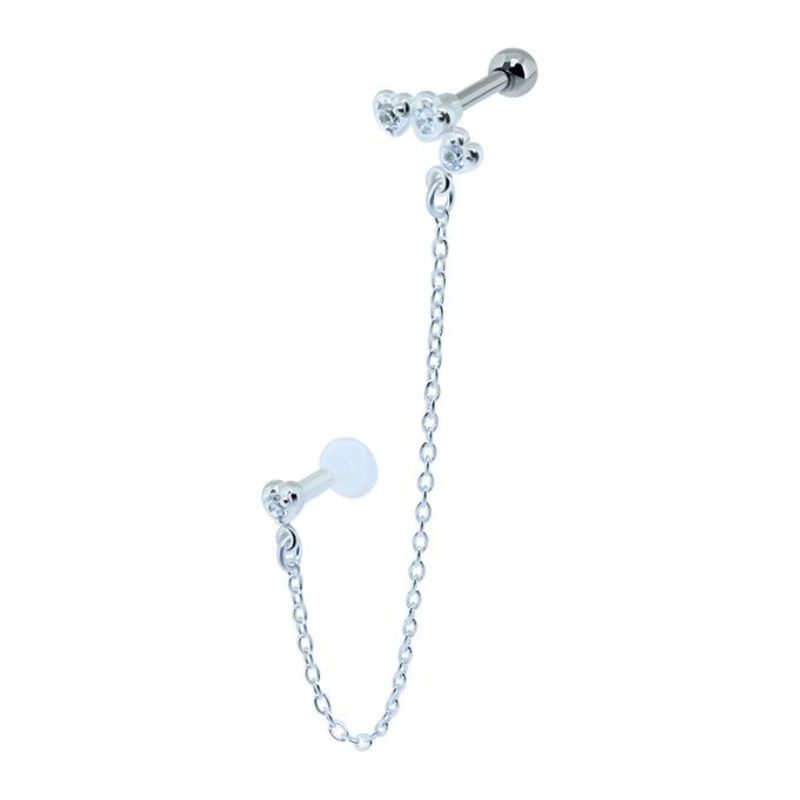 Boucle d'oreille chaîne 2 trous