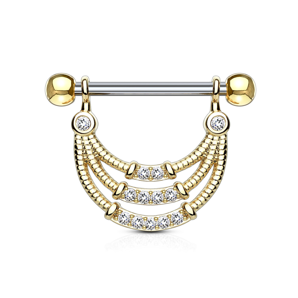 Piercing téton guirlande avec strass