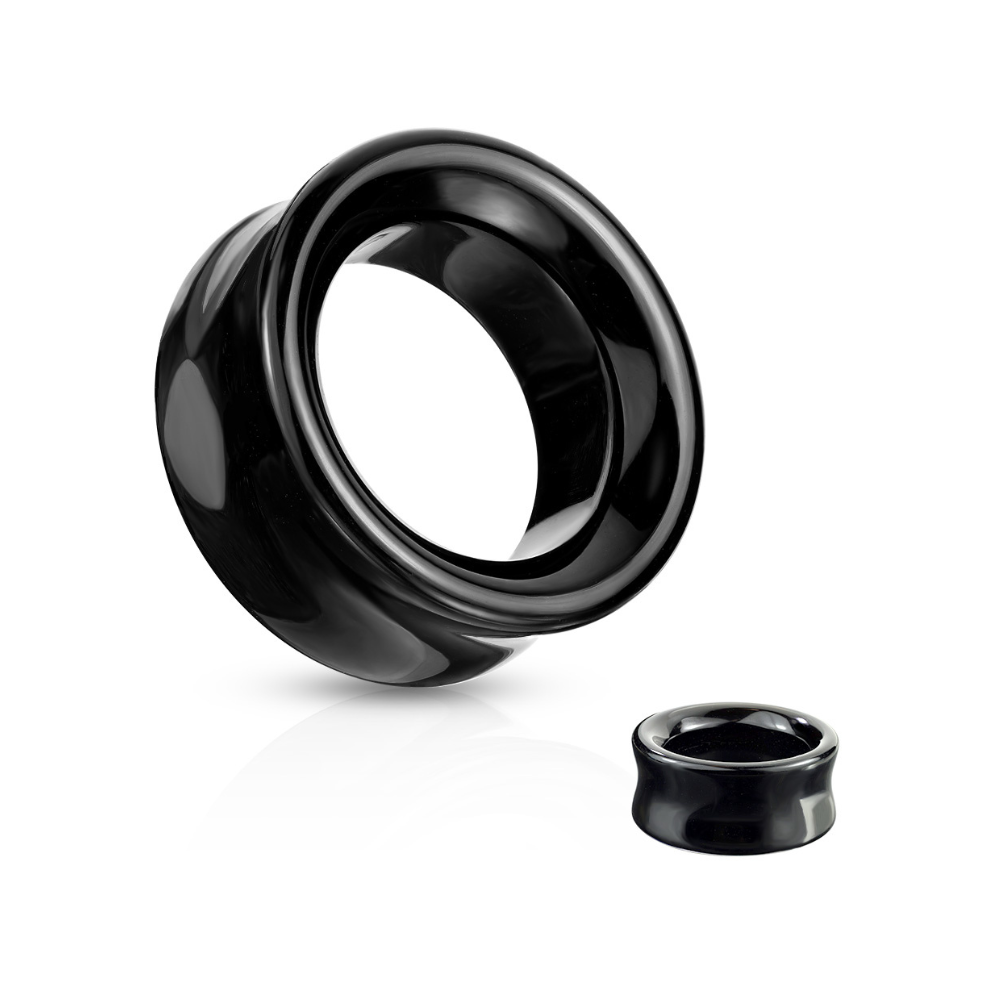 Piercing tunnel en pierre d'Agate noire