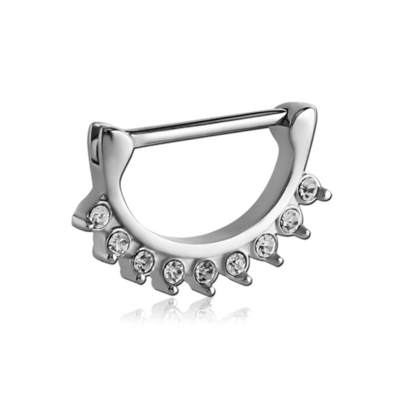 Piercing téton acier avec zircons griffés