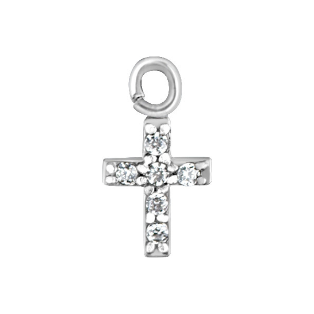 Charms croix et zircon en acier chirurgical