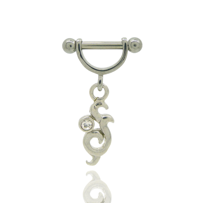 Piercing sexe pendentif avec oxyde de zirconium blanc