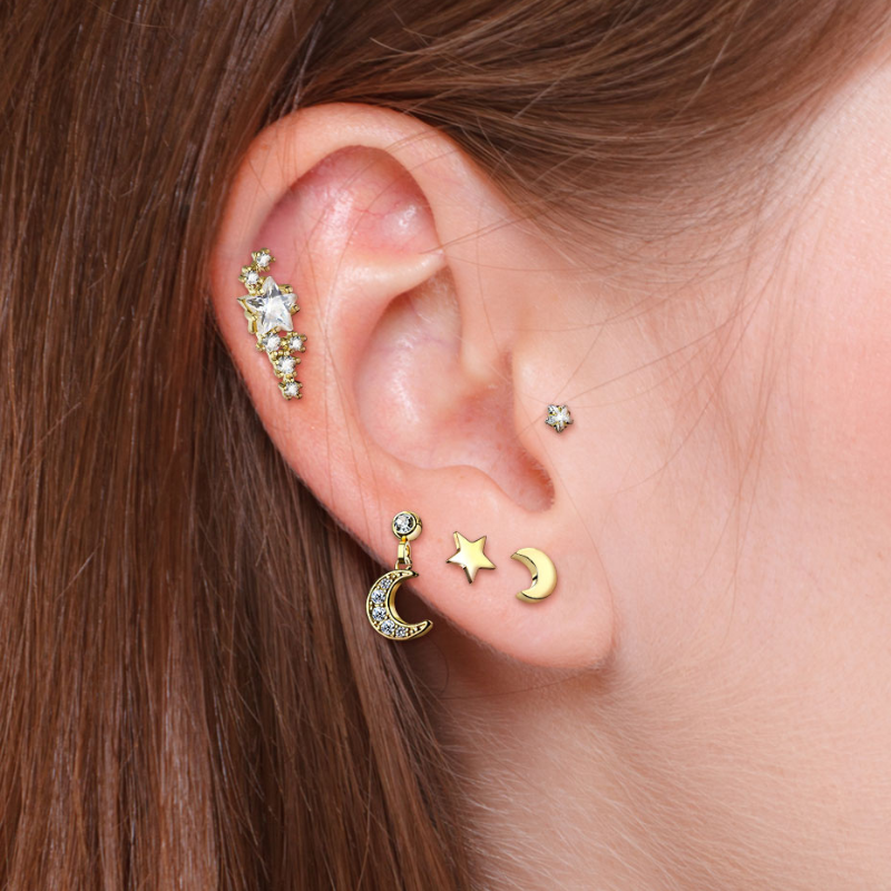 Composition piercings constellation pour cartilage et tragus