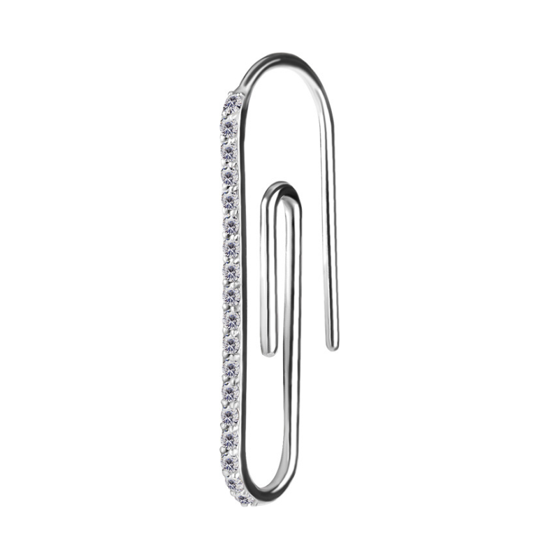 Boucle d'oreille trombone pavé d'oxydes de zirconium