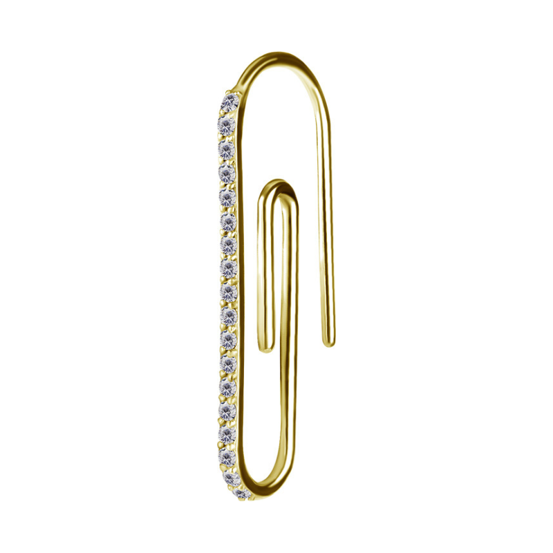 Boucle d'oreille trombone dorée pavé