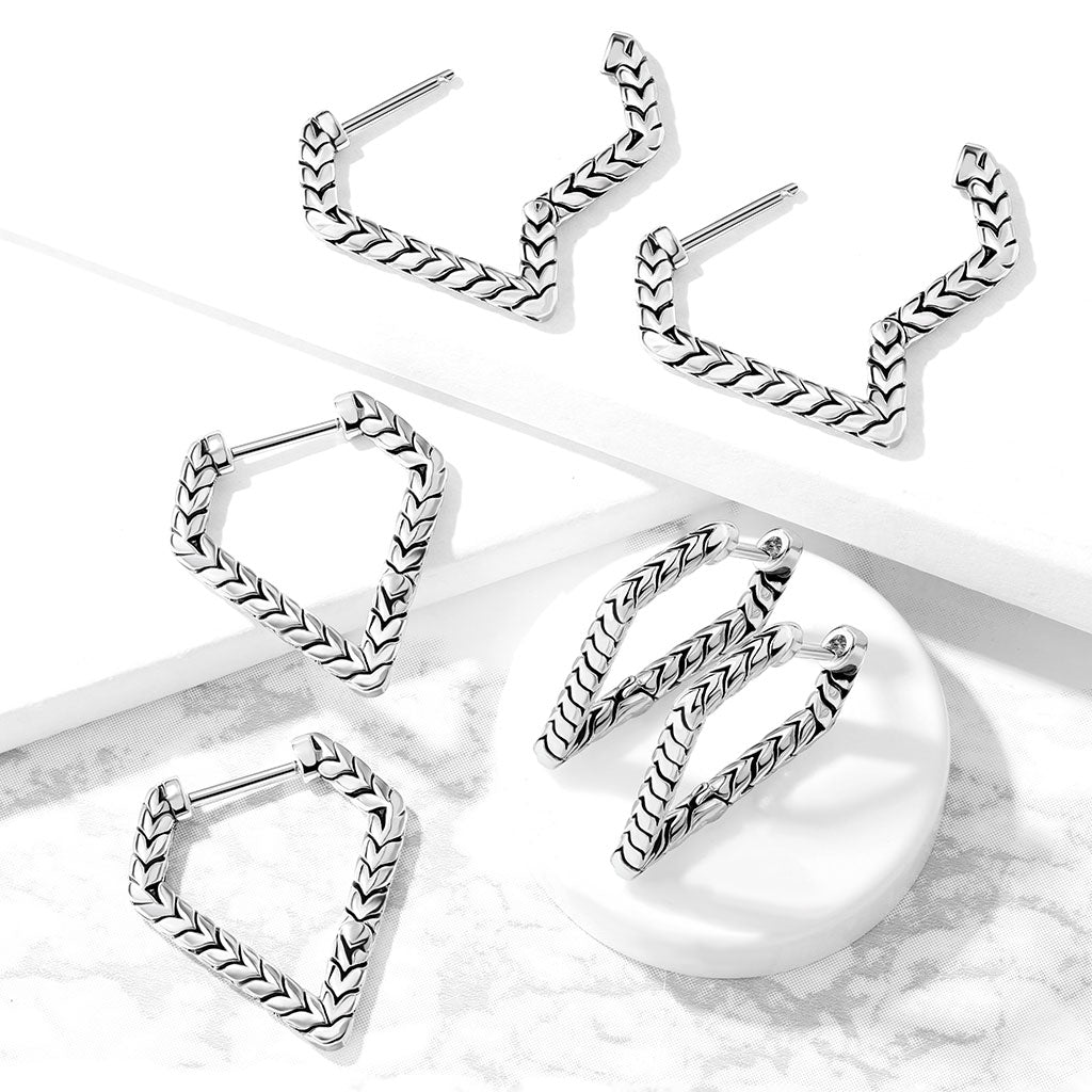 Boucle d'oreille triangle argent antique