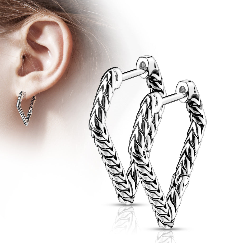 Boucle d'oreille triangle argent antique