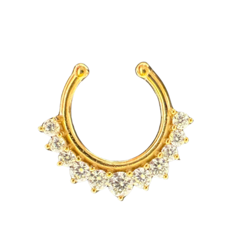 Faux piercing septum anneau brillant en acier inoxydable