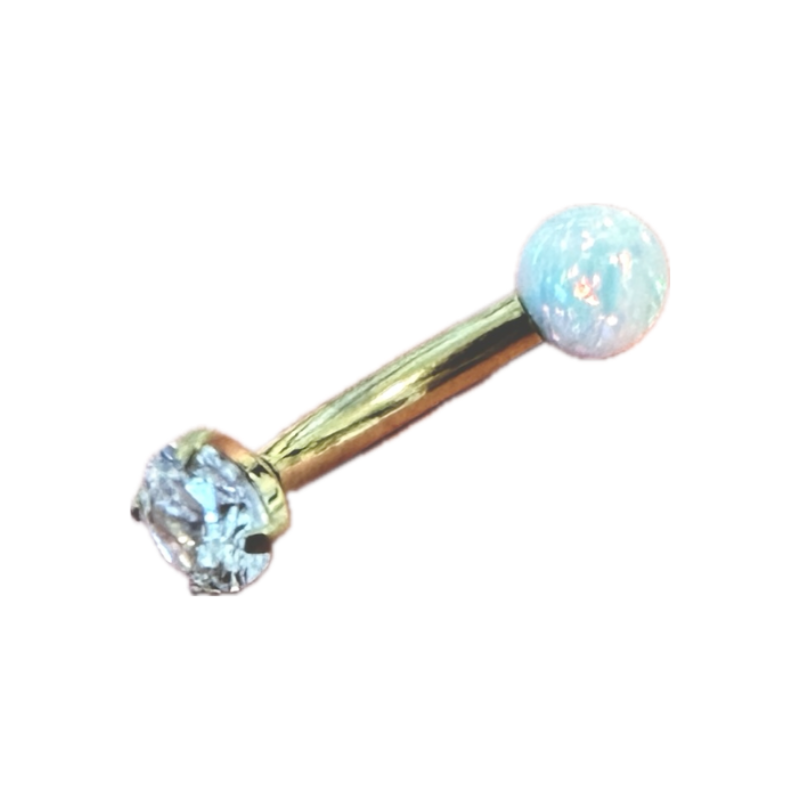 Piercing barre courbe titane brillant et boule