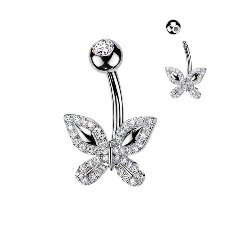 Piercing nombril papillon acier chirurgical