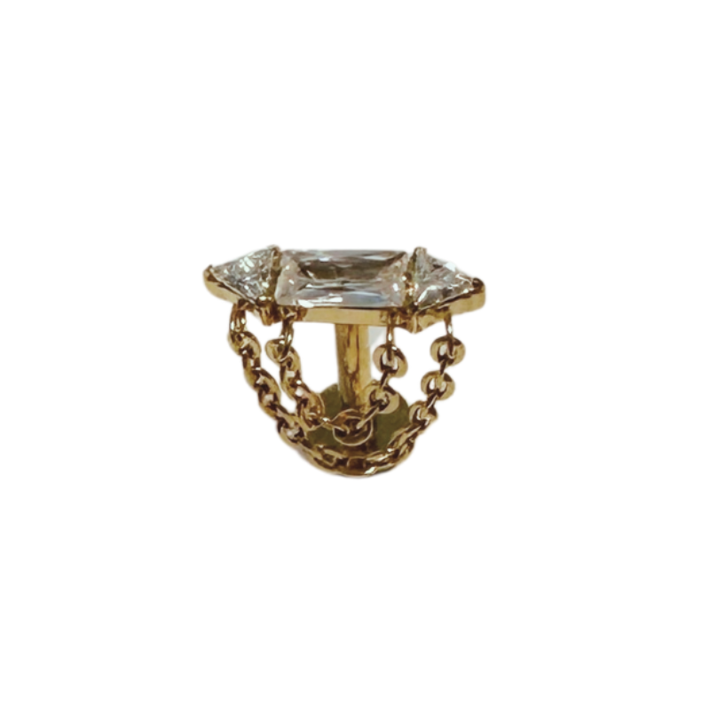 Piercing oreille pierres brillantes et chaînes en titane ASTM F-136