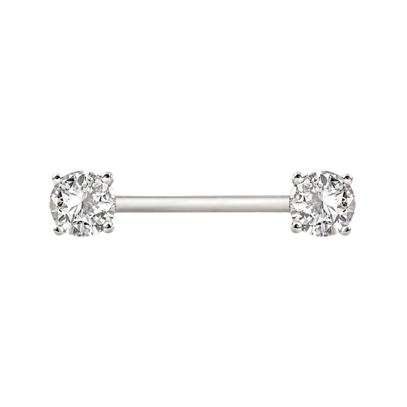 Piercing téton LUNA en titane ASTM F136 argenté avec zirconiums