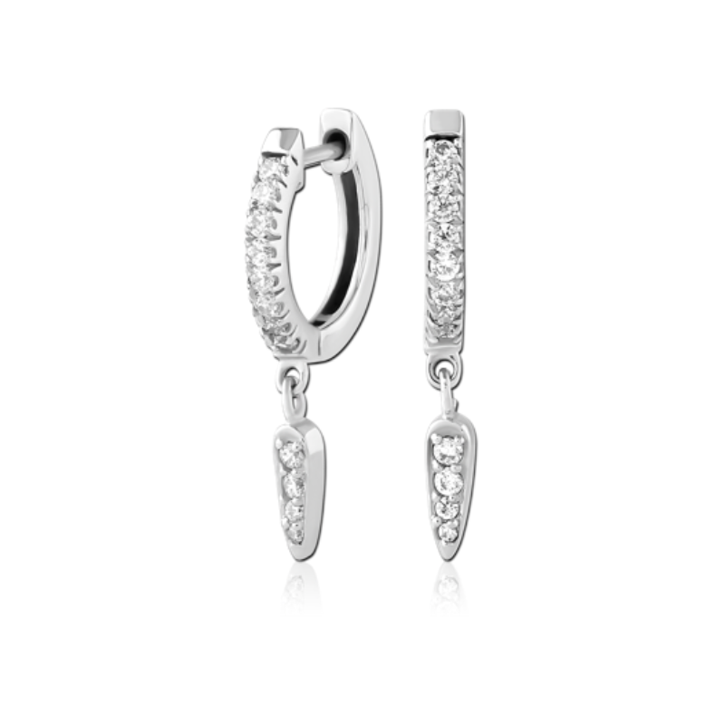 Boucle d'oreille anndeau clicker brillants avec charms intégré