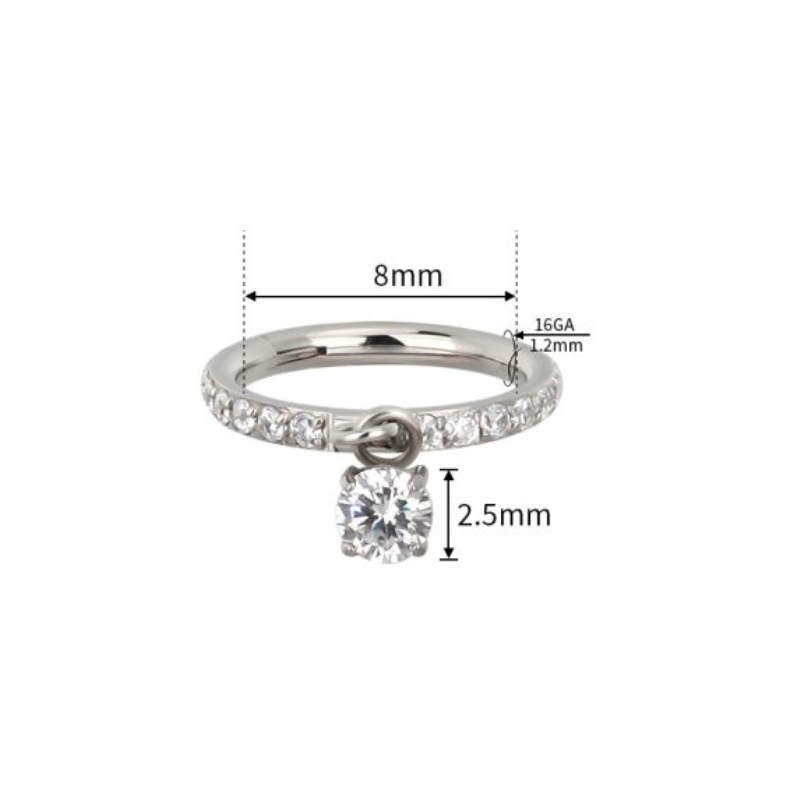 Piercing anneau titane avec pendentif brillant