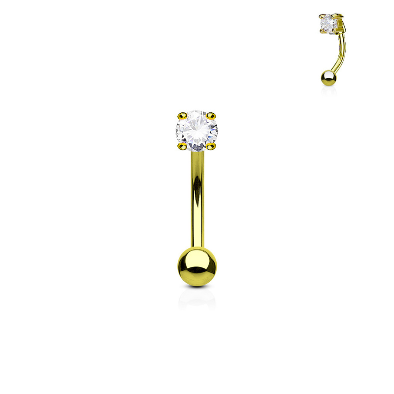 Piercing barre courbe en acier chirugical et brillant griffé