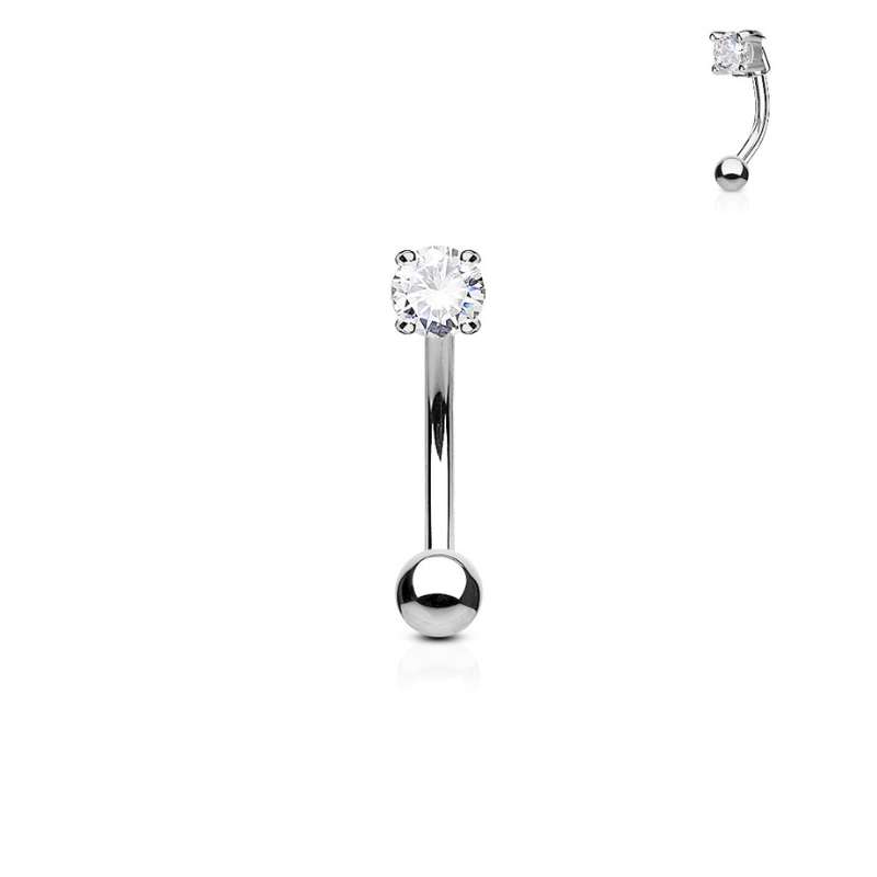 Piercing barre courbe en acier chirugical et brillant griffé