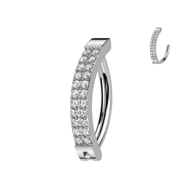 Piercing de nombril à charnière double rangée d'oxyde de zirconium