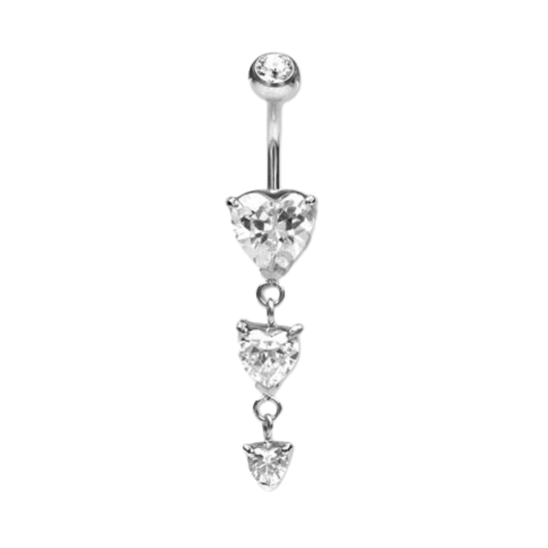 Piercing nombril pendentif 3 coeurs