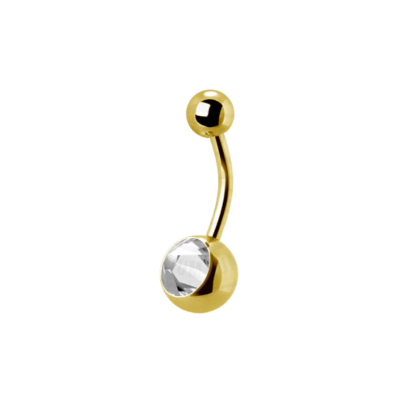 Piercing de nombril en plaqué or 24 carats et zirconium serti