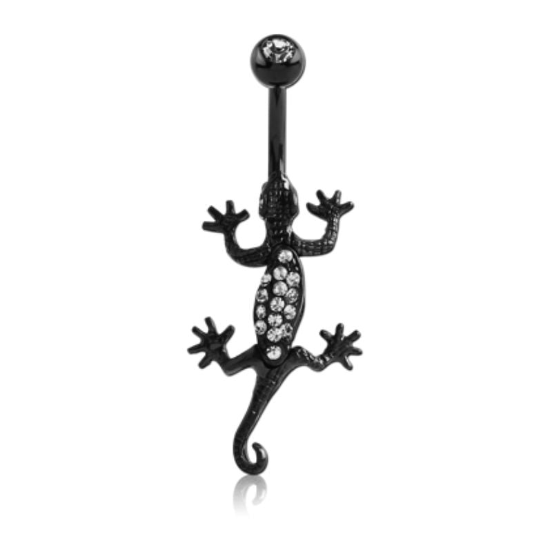 Piercing nombril salamandre acier noir