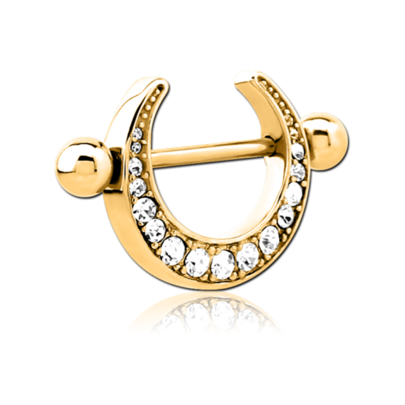Piercing téton lune incrustée de strass