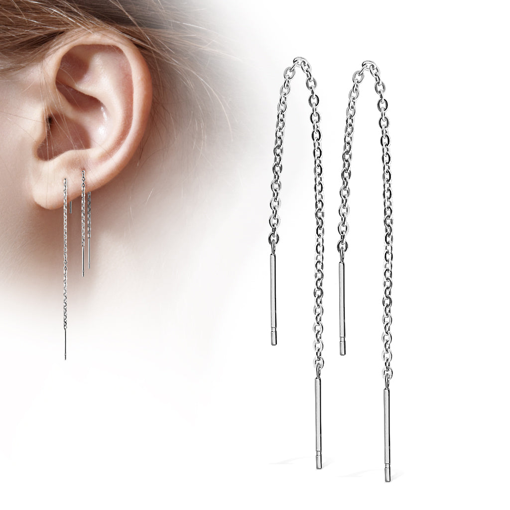 boucle d'oreille chaine pendante