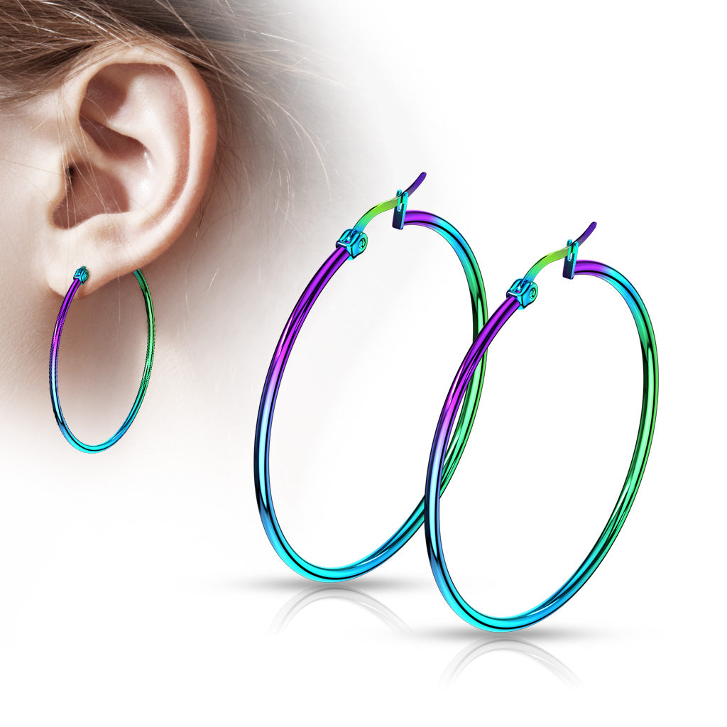 Paire de boucles d'oreille créole multicolore