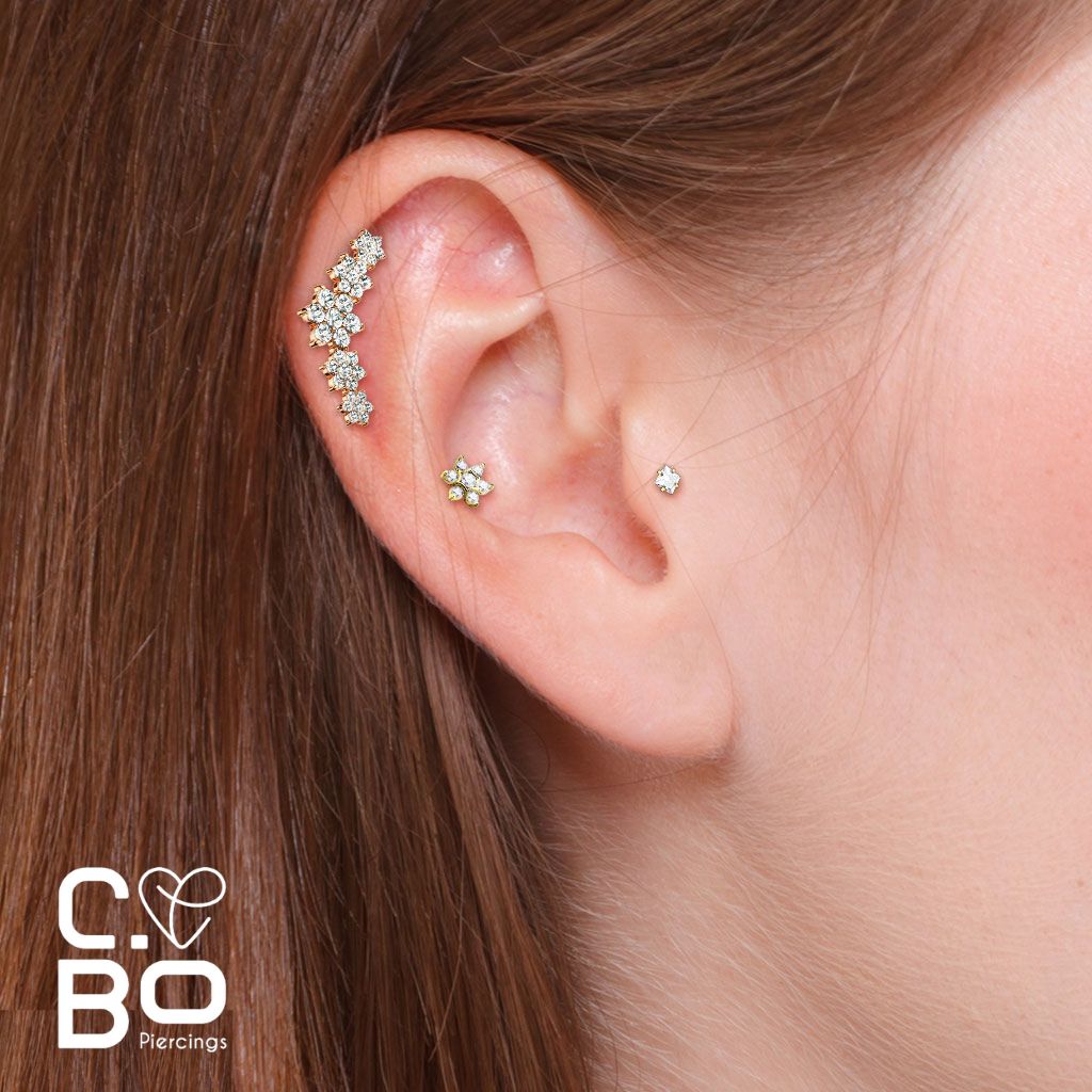 Composition fleurie pour piercing cartilage et tragus