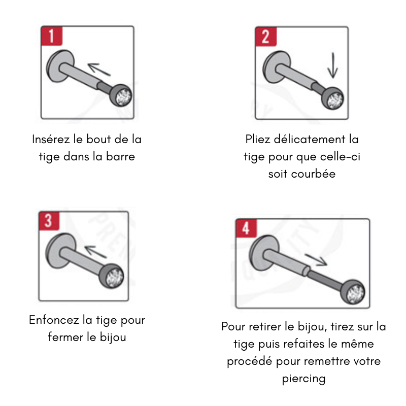 Piercing d'oreille en titane fermeture tige courbée