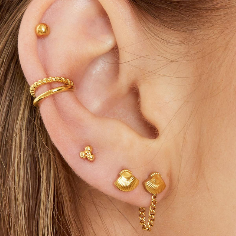 Earcuff double anneau torsadé