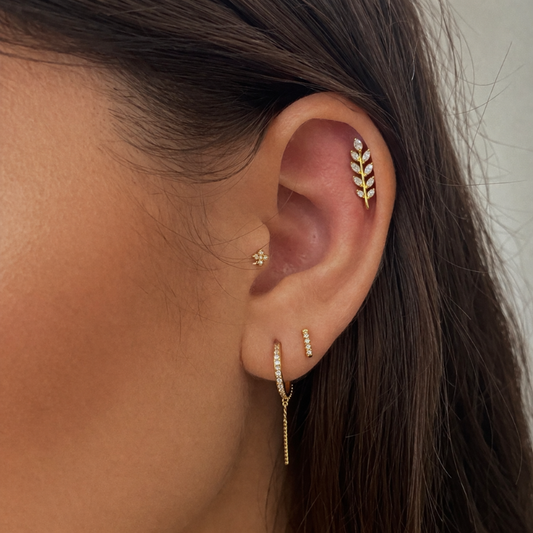 Micro Labret Titane PVD Gold Feuille – ASTM F136 (Helix, Flat, Tragus)