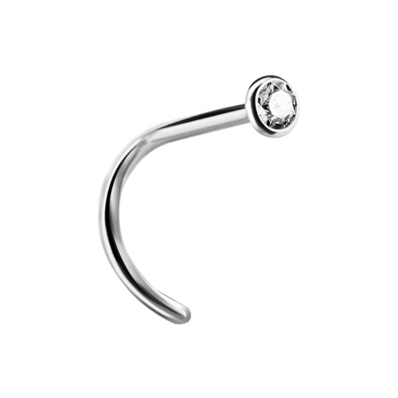 Piercing de nez en acier chirurgical avec strass (barre pliée)