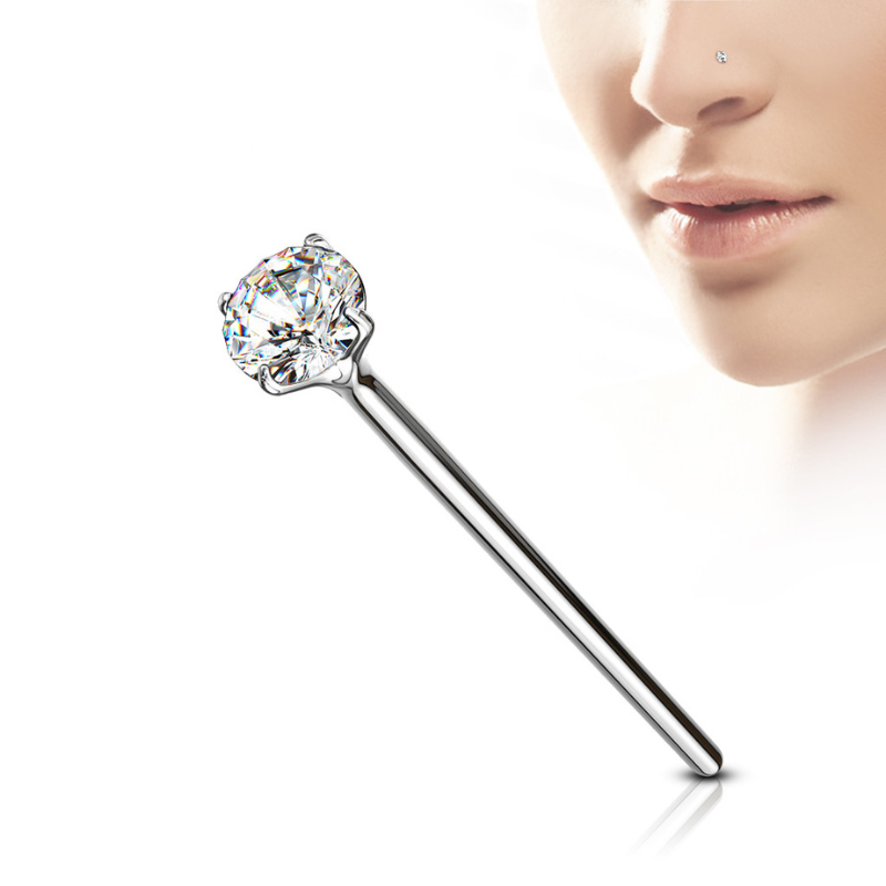 Piercing nez en argent avec brillant blanc