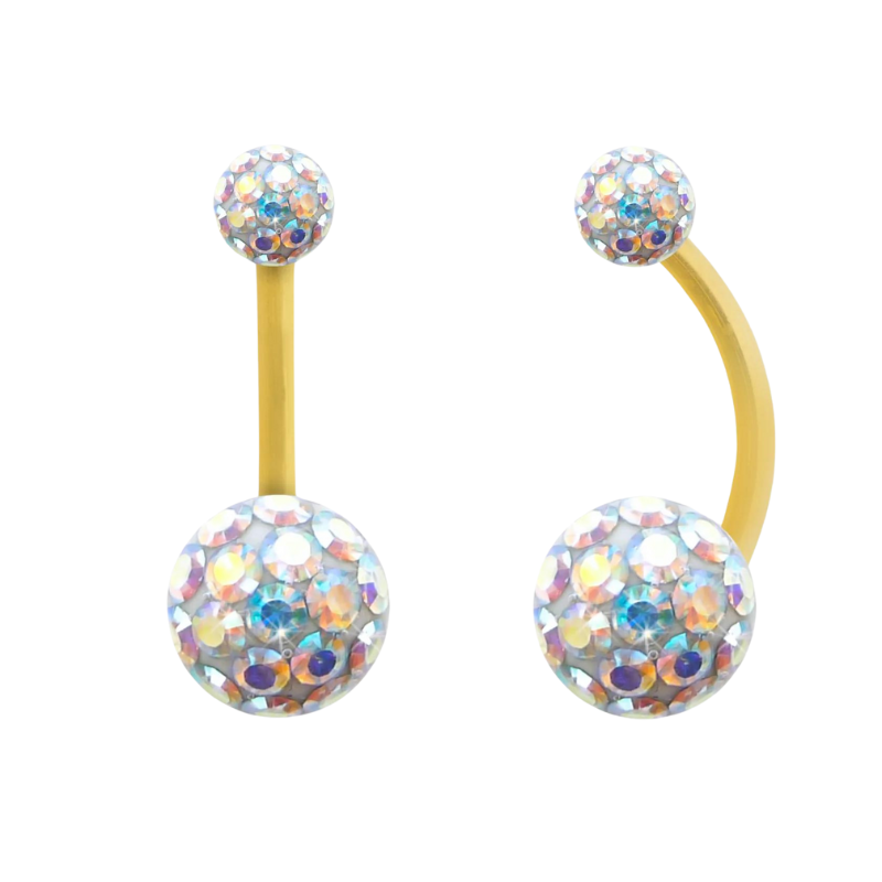 Piercing nombril en cristal de swarovski Pvd Gold