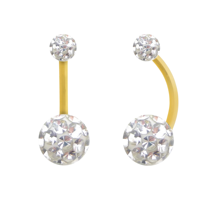 Piercing nombril en cristal de swarovski Pvd Gold