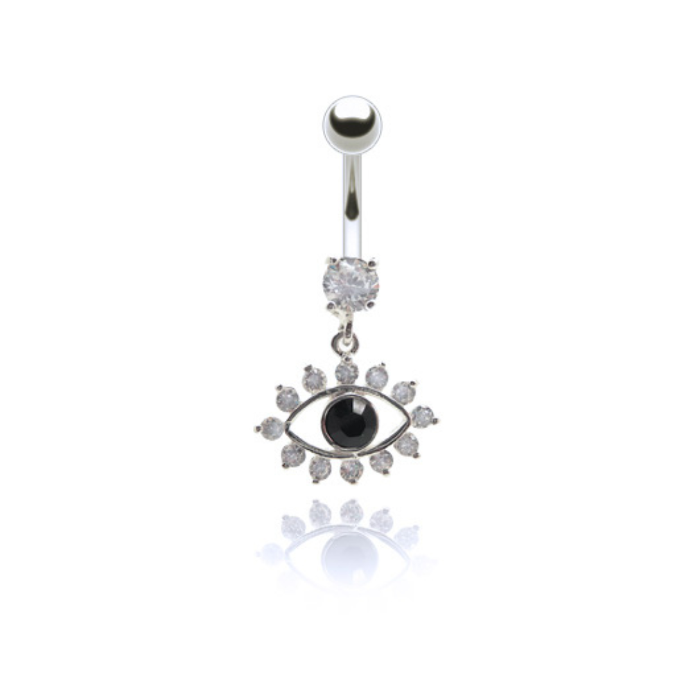 Piercing nombril pendentif oeil et zirconium