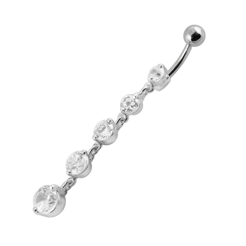 Piercing nombril pendentif avec cinq zirconium