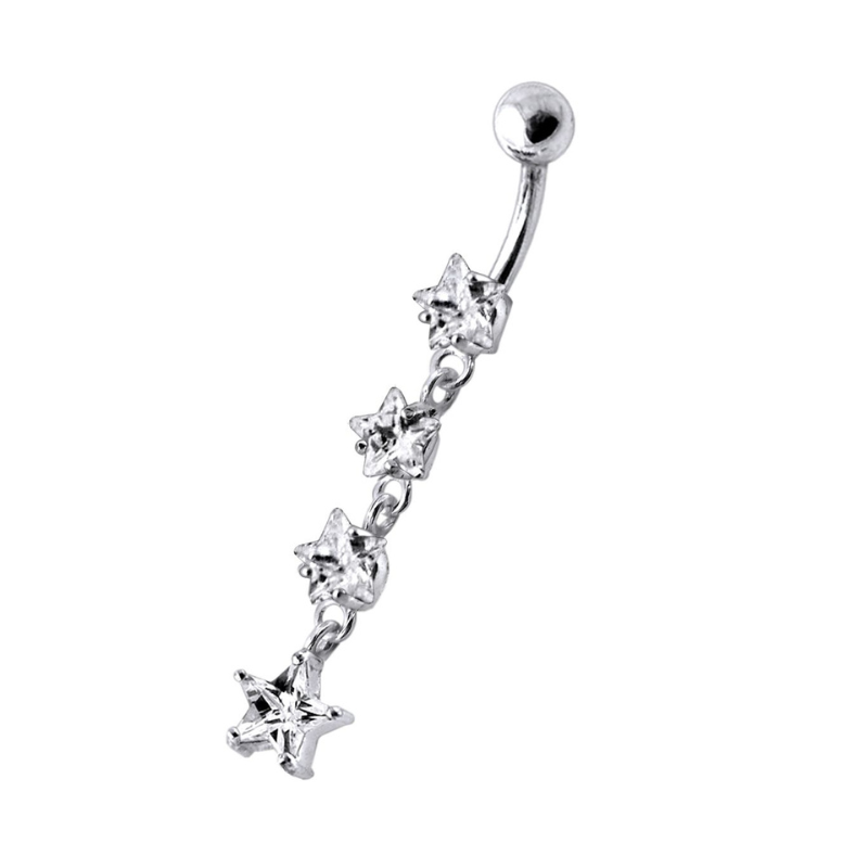 Piercing nombril pendentif avec quatre étoiles