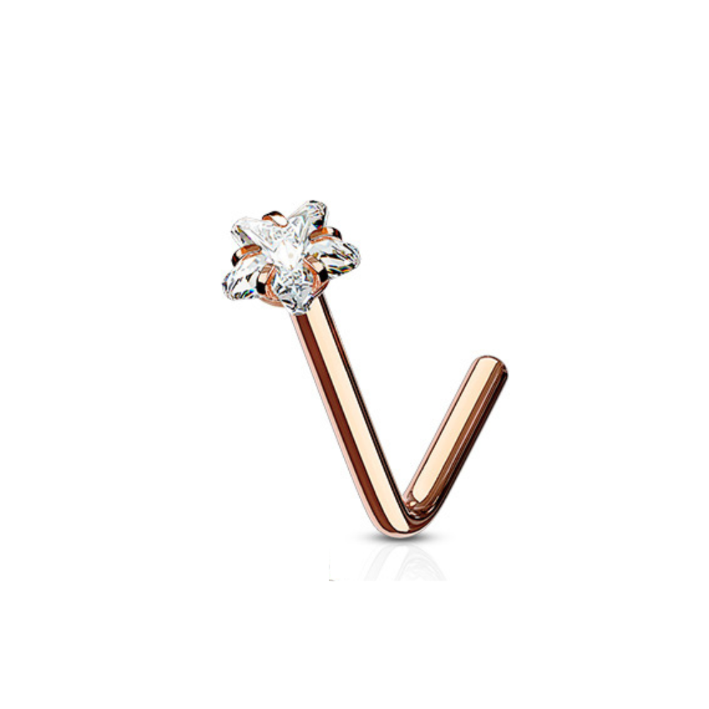 Piercing de nez acier chirurgical avec étoile brillante (barre pliée)